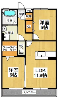 サンシャイン見白B【1階】の間取り