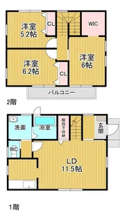 徳島県鳴門市大津町木津野字養父の内【一戸建】の間取り