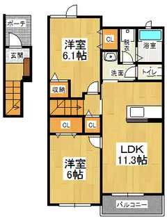 ボヌール旭野【2階】の間取り