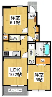 ルミエール松茂西2【1階】の間取り