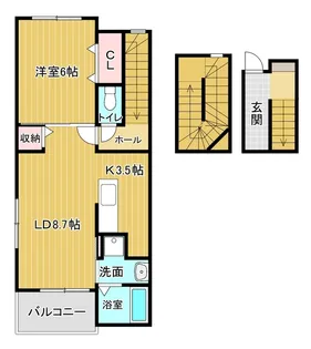 マリオ北島B【3階】の間取り