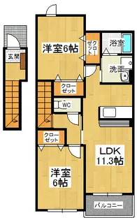 ドゥ・プルミエールA【2階】の間取り
