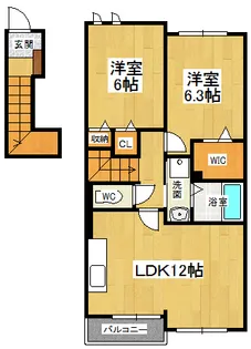 カーサ フェリーチェA【2階】の間取り