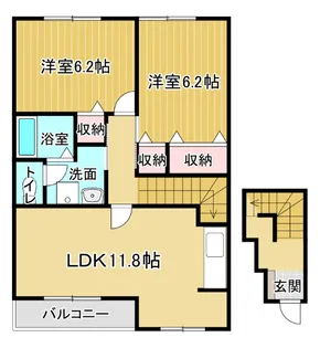 ブルースカイA【202号室】の間取り