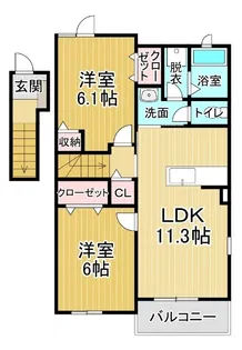 ボヌール旭野【2階】の間取り