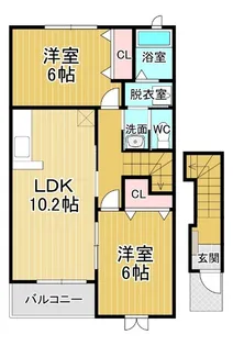 ヴィヴァーチェ春日野C【2階】の間取り