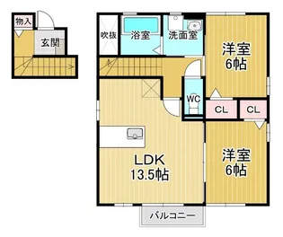 ウィルコート大松B棟【201号室】の間取り