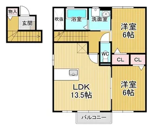 ウィルコート大松B棟【2階】の間取り