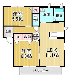 パークハウス北島B棟【2階】の間取り