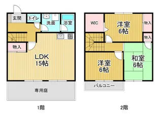 徳島県鳴門市撫養町黒崎字松島【テラスハウス】の間取り