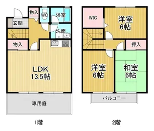 徳島県鳴門市撫養町黒崎字松島【テラスハウス】の間取り