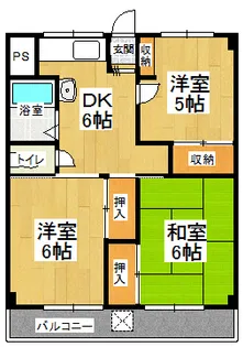 北ノ浜マンション【303号室】の間取り