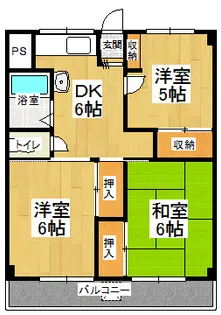 北ノ浜マンション【3階】の間取り