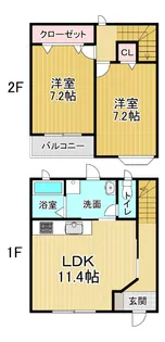 徳島県鳴門市撫養町弁財天字ハマ【テラスハウス】の間取り