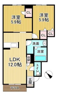 シャーメゾン千里【102号室】の間取り