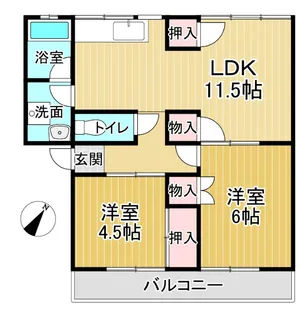ドミールサニー撫養【103号室】の間取り