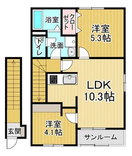 ポルト・ボヌールK Ⅰ【2階】の間取り