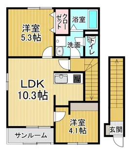 ポルト・ボヌールK Ⅱ【2階】の間取り