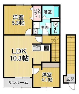 ポルト・ボヌールK Ⅱ【2階】の間取り