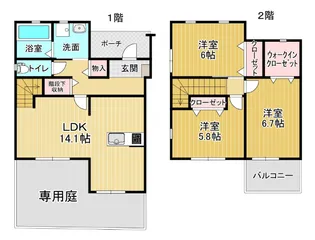 徳島県鳴門市瀬戸町明神字板屋島【テラスハウス】の間取り
