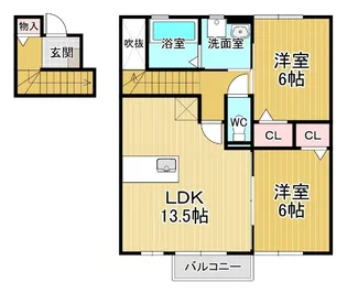 ウィルコート大松A棟【2階】の間取り