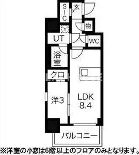 エスリードレジデンス大阪天王寺【1501号室】の間取り