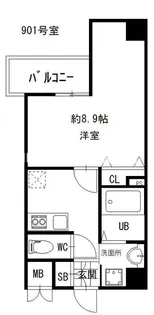 クレアート大手前グランアクシア【901号室】の間取り