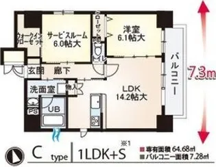 レジデンス・スエヒロ 上本町【702号室】の間取り