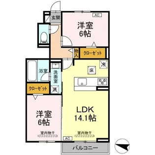静岡県藤枝市高柳【アパート】の間取り