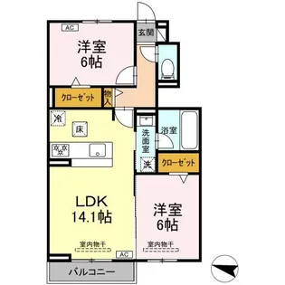 静岡県藤枝市高柳【アパート】の間取り