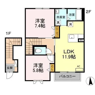 静岡県焼津市小土【アパート】の間取り
