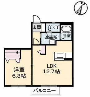 ユージュ B棟【106号室】の間取り