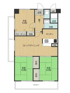 ハイグランディ浜乃木【301号室】の間取り