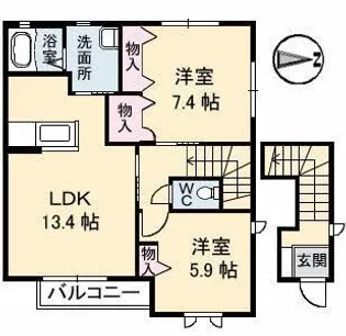 クィーンズコート Ⅰ棟【2階】の間取り
