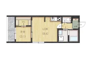 Lien東津田【201号室】の間取り