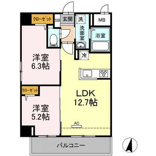 メゾン・ド・ウミライ 松江駅前【2階】の間取り