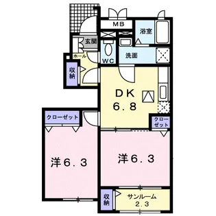 ブルック サイドB【1階】の間取り
