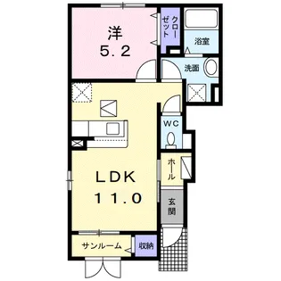 エスプランドルB【1階】の間取り