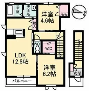 パルタージュ B棟【210号室】の間取り