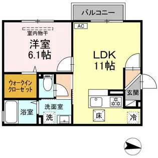 1LDKの間取り画像