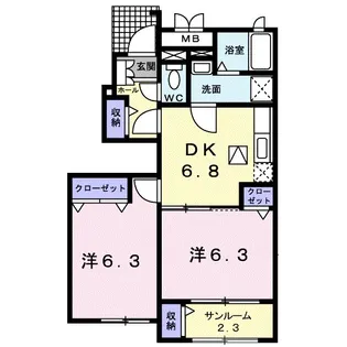ブルック サイドB【1階】の間取り