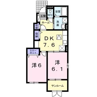 グランプラシードA【1階】の間取り