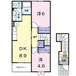 エヴァグリーンB【2階】の間取り