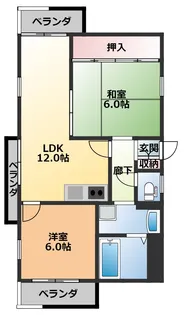 レジデンス内田橋【5階】の間取り
