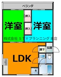 箕ノ手ハイツC【2階】の間取り