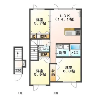 カリス・ルレーヴ【202号室】の間取り