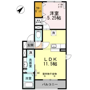 フローラルコート石川【101号室】の間取り