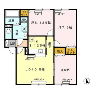 【管理物件】リビングタウン山の手 E【2階】の間取り