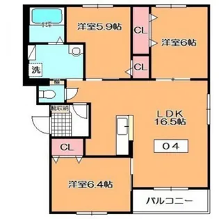 ウィンザーコート的場【1階】の間取り