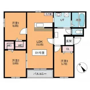 スタイルズ【301号室】の間取り
